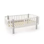 Patut din lemn junior, 160x80 cm, Cu bariera de protectie, Din lemn de fag, Gri, YappyKids, YappyEtude - 1