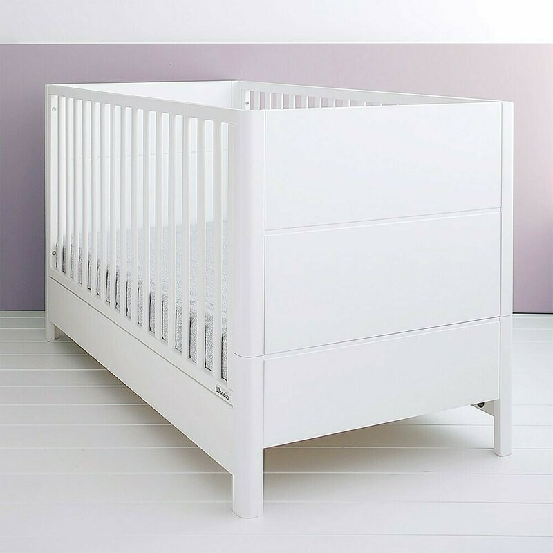 Woodies Safe Dreams - Patut transformabil + saltea Smooth Pentru bebe si junior, Cocos-Spuma, 140x70 cm