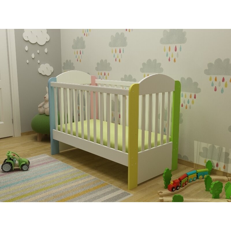 Mykids - patut din lemn olivia, 120x60 cm, multicolor