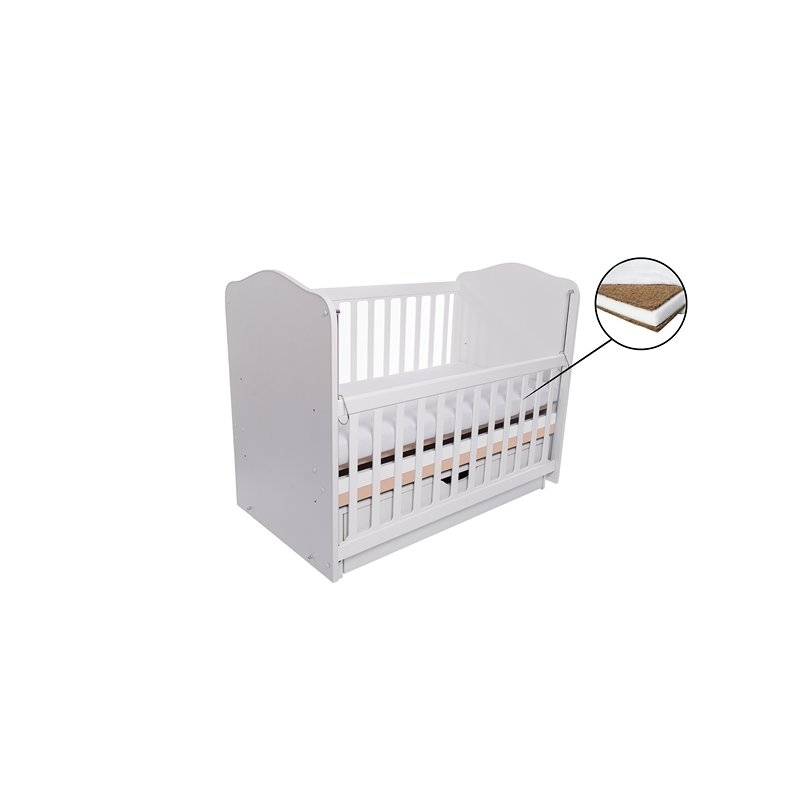 Eurogloria - patut como balansoar culisant alb, cappucino + saltea cocos 10 cm