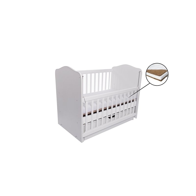 Eurogloria - patut como balansoar culisant alb + saltea cocos 10 cm