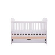 Patut VESSANTI Como cu sertar - Alb cu Cappucino + Saltea cocos confort 120 x 60 x 12 cm