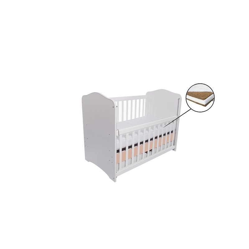 Eurogloria - patut como culisant cu sertar alb, cappucino + saltea cocos 7 cm