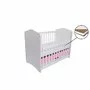 Patut VESSANTI Como culisant cu sertar - Alb cu Roz + Saltea cocos confort 120 x 60 x 12 cm - 4