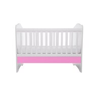 Patut VESSANTI Como fara sertar - Alb cu Roz + Saltea cocos confort 120 x 60 x 12 cm