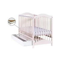Patut Drewex Jagoda cu sertar - Alb transparent + Saltea Cocos 8 Cm