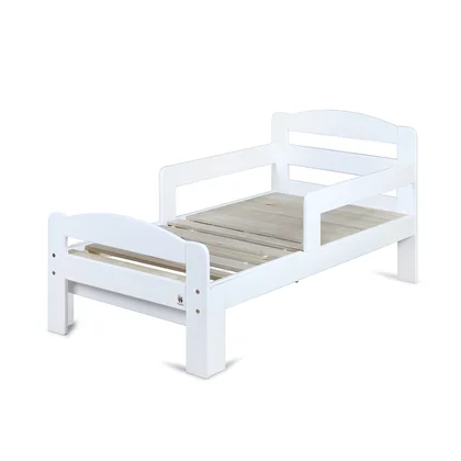 Patut din lemn bebe si junior, 140-190x70 cm, Extensibil, Din lemn de mesteacan, Cu bariere de protectie, De la 1.5 ani pana la 18 ani, Alb, YappyKids, YappyGrow