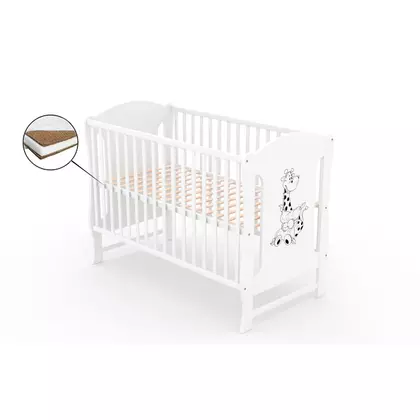 Patut fara sertar VESSANTI Zuza Alb + Saltea Cocos 8 cm
