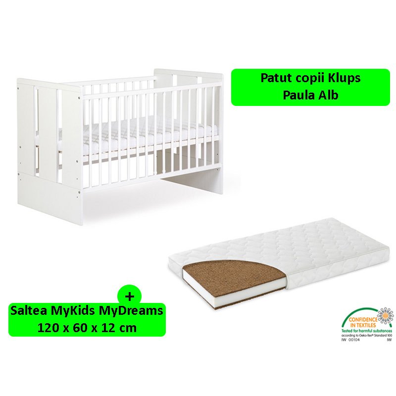 Klups - patut paula alb + saltea 12 mykids mydreams ii