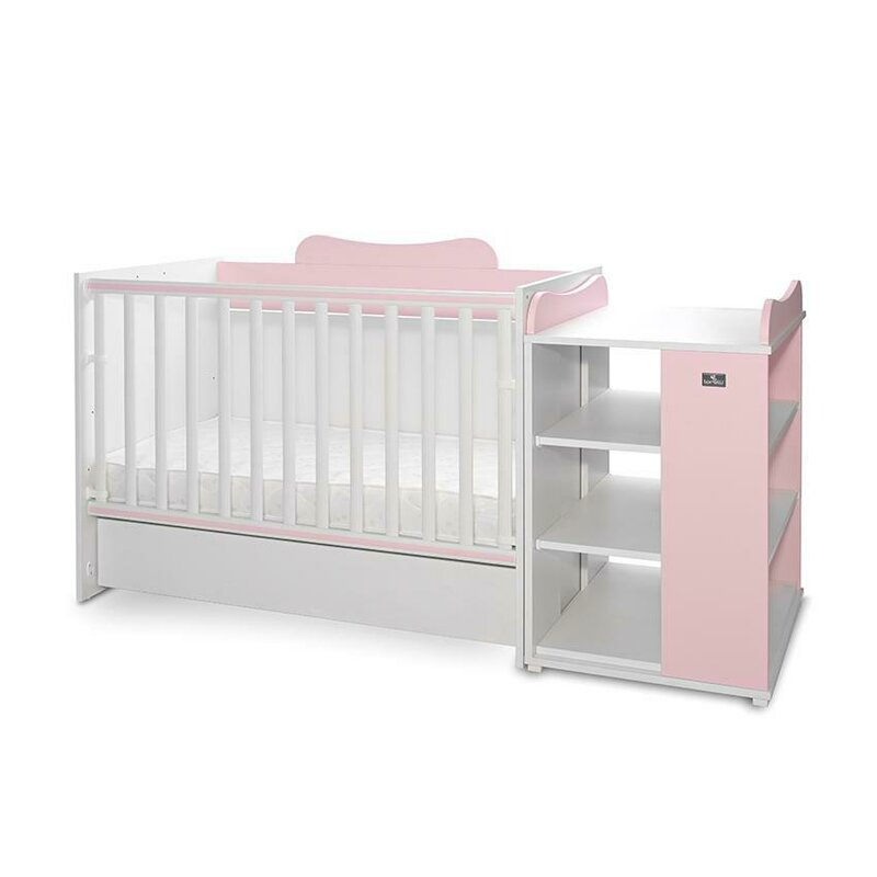 Patut modular multifunctional, 5 confirgurari diferite, 190 x 72 cm, Multi, White Orchid Pink