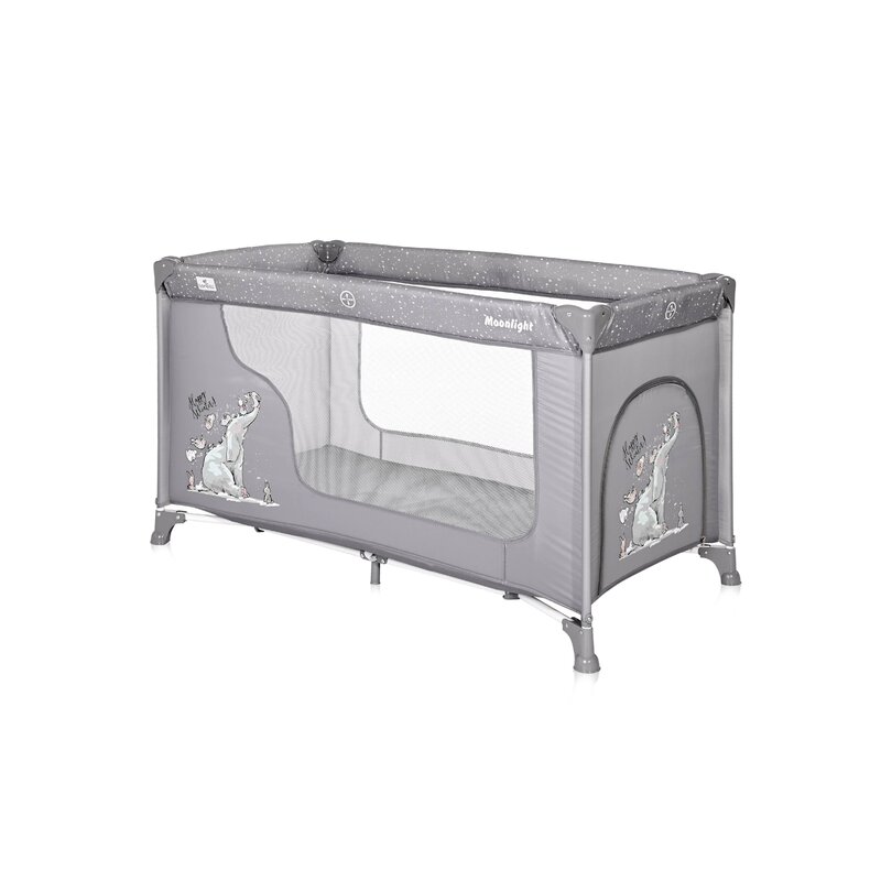 Lorelli - Patut pliant cu un nivel Moonlight Fun, 120x60 cm, Gri