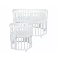 Patut Oval Evolutiv pentru Copii, Multifunctional, 7in1, Saltele Incluse, Transformabil, Masa de Schimbat, Co-Sleeping, Tarc de Joaca, Birou, Scaune, Waldin, Alb