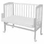 Patut co-sleeping Waldin, 90x55 cm, fag, vopsea certificata, roti, saltea, accesorii incluse, laterala detasabila, alb - 3