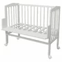 Patut co-sleeping Waldin, 90x55 cm, fag, vopsea certificata, roti, saltea, accesorii incluse, laterala detasabila, alb - 4