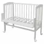 Patut pentru copii, Waldin, 2in1, 90 cm x 55 cm, lemn de fag, vopsea certificata, roti blocabile, laterala detasabila, co-sleeping, Saltea inclusa, Aparatoare laterala din bumbac, Baldachin cu Suport Metalic, Equipment, Alb, - 4