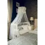 Patut pentru copii, Waldin, 2in1, 90 cm x 55 cm, lemn de fag, vopsea certificata, roti blocabile, laterala detasabila, co-sleeping, Saltea inclusa, Aparatoare laterala din bumbac, Baldachin cu Suport Metalic, Equipment, Alb, - 8