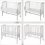 Patut pentru copii, Waldin, 2in1, 90 cm x 55 cm, lemn de fag, vopsea certificata, roti blocabile, laterala detasabila, co-sleeping, Saltea inclusa, Aparatoare laterala din bumbac, Baldachin cu Suport Metalic, Equipment, Alb, - 9