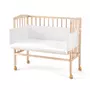 Patut co-sleeping Waldin, 90x55 cm, fag, vopsea certificata, roti, saltea, aparatoare incluse, laterala detasabila, natur - 1