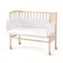 Patut pentru copii, Waldin, 2in1, 90 cm x 55 cm, lemn de fag, vopsea certificata, roti blocabile, laterala detasabila, co-sleeping, Saltea inclusa, Aparatoare laterala din bumbac, Natur, Cover, 8S1 - 1