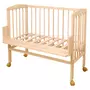 Patut pentru copii, Waldin, 2in1, 90 cm x 55 cm, lemn de fag, vopsea certificata, roti blocabile, laterala detasabila, co-sleeping, Saltea inclusa, Aparatoare laterala din bumbac, Natur, Cover, 8S1 - 4