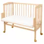 Patut pentru copii, Waldin, 2in1, 90 cm x 55 cm, lemn de fag, vopsea certificata, roti blocabile, laterala detasabila, co-sleeping, Saltea inclusa, Aparatoare laterala din bumbac, Natur, Cover, 8S1 - 3