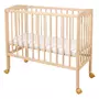 Patut pentru copii, Waldin, 2in1, 90 cm x 55 cm, lemn de fag, vopsea certificata, roti blocabile, laterala detasabila, co-sleeping, Saltea inclusa, Aparatoare laterala din bumbac, Natur, Cover, 8S1 - 5