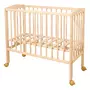 Patut pentru copii, Waldin, 2in1, 90 cm x 55 cm, lemn de fag, vopsea certificata, roti blocabile, laterala detasabila, co-sleeping, Saltea inclusa, Aparatoare laterala din bumbac, Natur, Cover, 8S1 - 6
