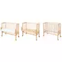 Patut pentru copii, Waldin, 2in1, 90 cm x 55 cm, lemn de fag, vopsea certificata, roti blocabile, laterala detasabila, co-sleeping, Saltea inclusa, Aparatoare laterala din bumbac, Natur, Cover, 8S1 - 9