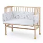 Patut pentru copii 2in1, 90 cm x 55 cm, lemn de fag, vopsea certificata, roti blocabile, laterala detasabila, co-sleeping, Saltea inclusa, Aparatoare laterala din bumbac, Waldin, Natural, Cover, P8 - 1
