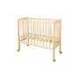 Patut pentru copii 2in1, 90 cm x 55 cm, lemn de fag, vopsea certificata, roti blocabile, laterala detasabila, co-sleeping, Saltea inclusa, Aparatoare laterala din bumbac, Waldin, Natural, Cover, P8 - 5