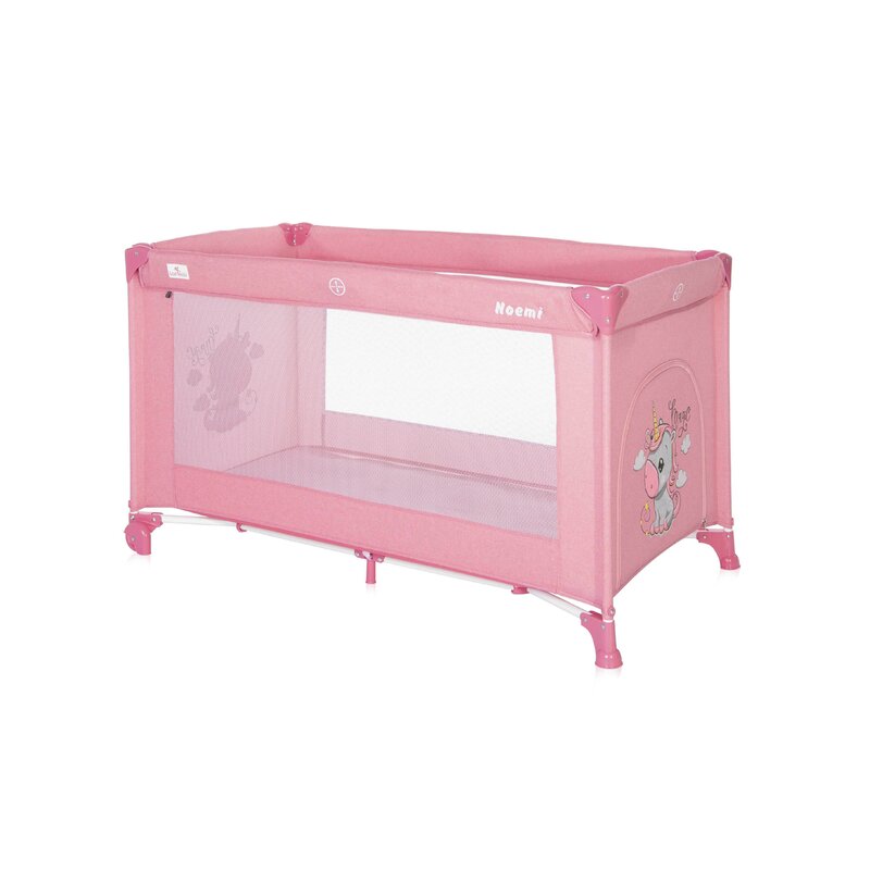 Lorelli - patut pliant cu un nivel noemi velvet, 120x60 cm, roz