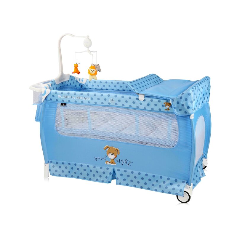 Lorelli - Patut pliabil Sleep n Dream 2 nivele Blue Dog