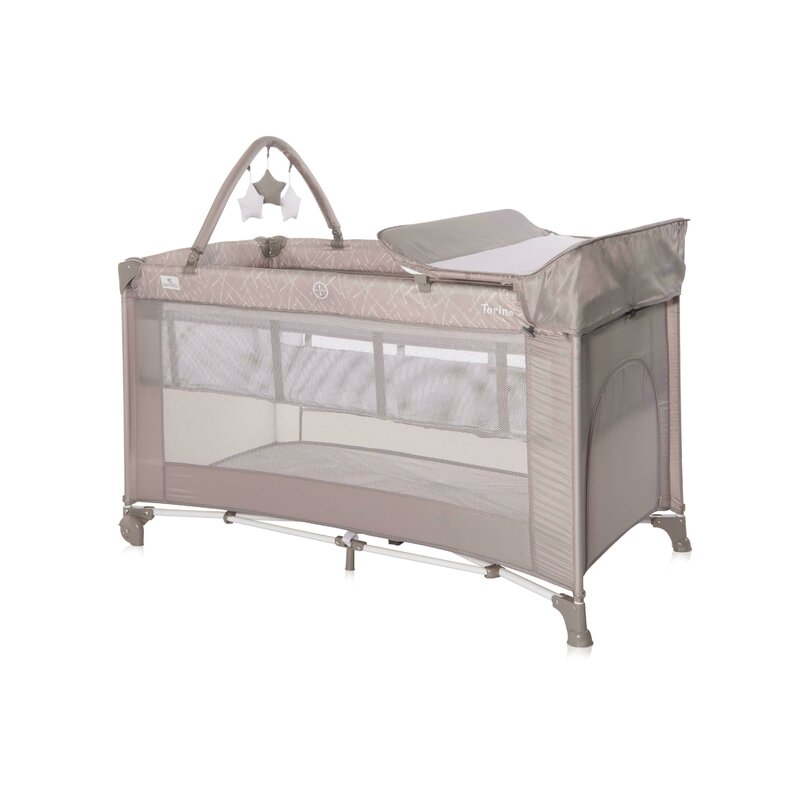 Lorelli - patut pliant cu doua nivele torino plus string, 120x60 cm, bej