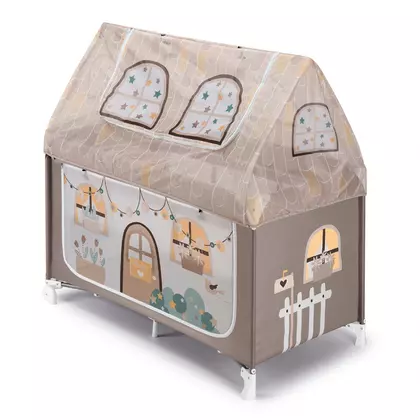Patut pliant voiaj cu doua niveluri de inaltime, ultraportabil pentru copii   Daily Dolci Sogni  , usor de transportat, ideal pentru calatorii, material rezistent cu protectii laterale si saltea inclusa