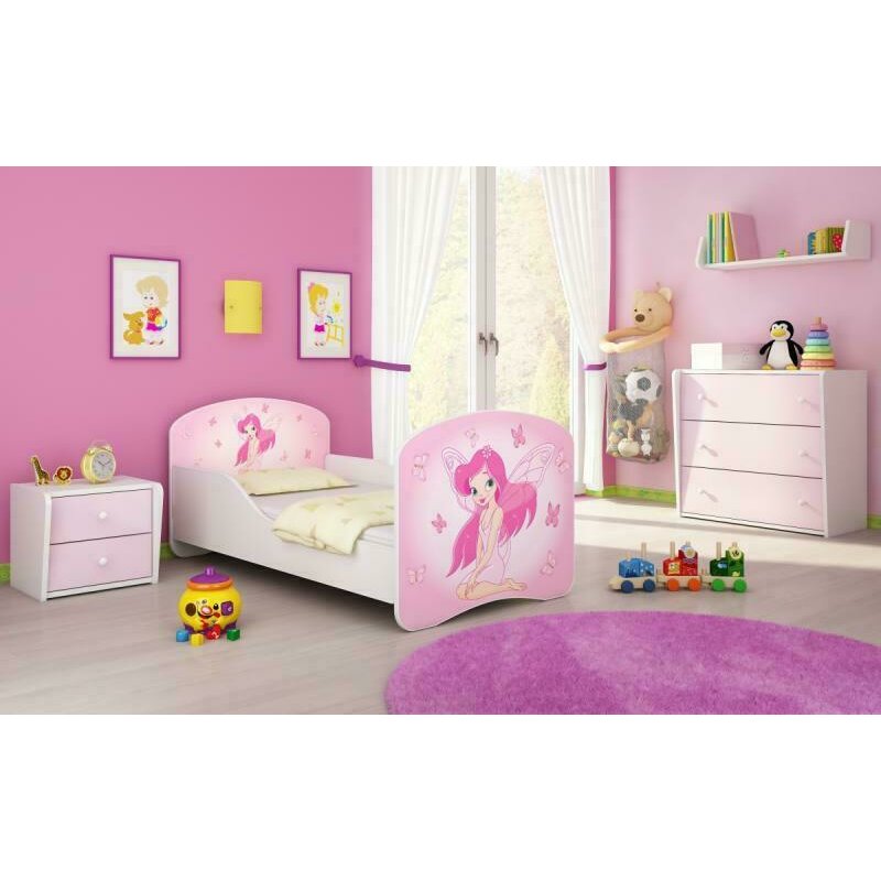 Mykids - patut junior cu saltea butterfly fairy, 140x70 cm