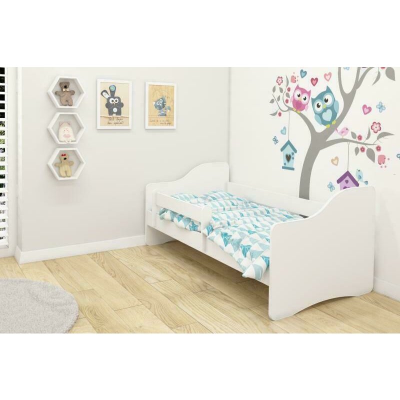Mykids - patut junior cu saltea happy, 140x70 cm, alb