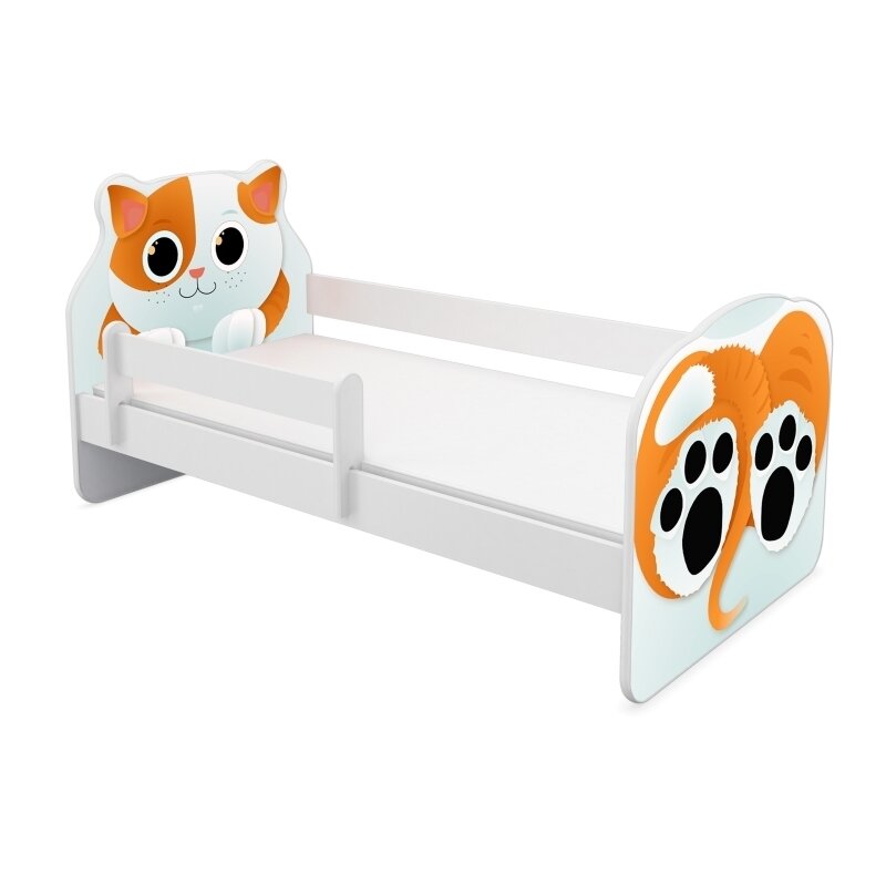 Mykids - patut junior cu saltea animals , cat, 140x70 cm