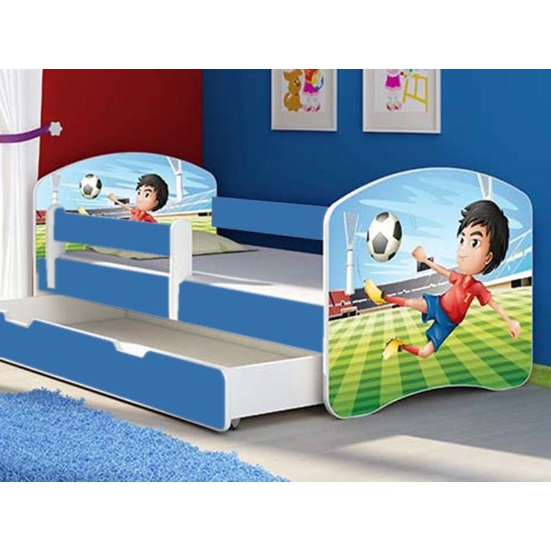 Mykids - patut tineret fotball cu sertar si saltea 140x70