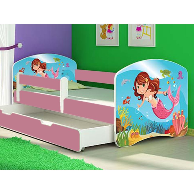 Mykids - patut tineret mermaid cu sertar si saltea 140x70
