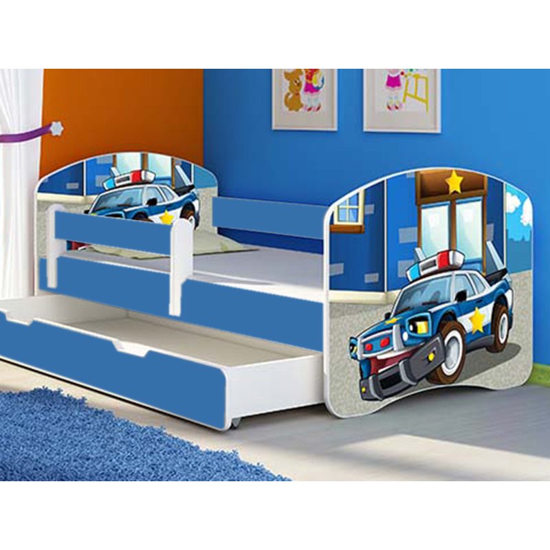 Mykids - patut tineret police cu sertar si saltea 140x70