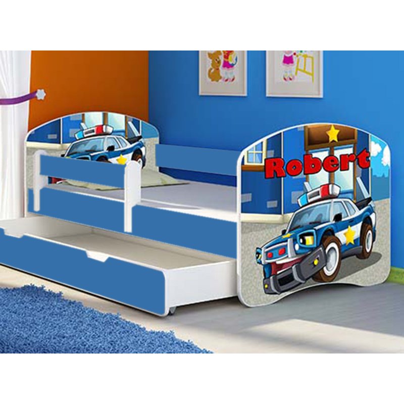 Mykids - patut tineret police cu sertar si saltea 160x80