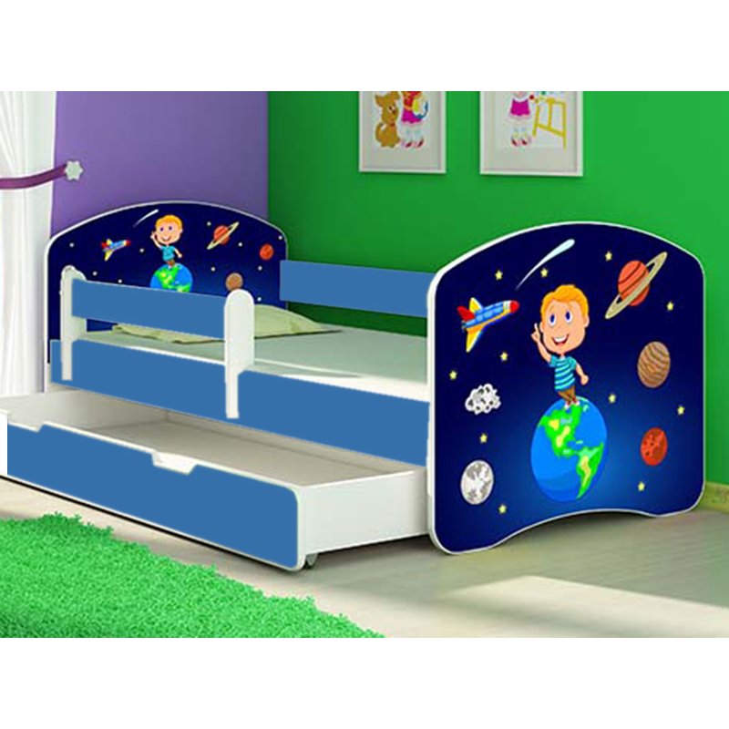 Mykids - patut tineret solar system cu sertar si saltea 160x80