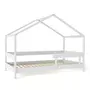 Patut tip casuta din lemn junior, 160x80 cm, Din lemn certificat FSC, Transformabil in casuta de joaca, Cu bariera de protectie, In stil scandinav, Alb, YappyKids, YappyHytte Bed - 10
