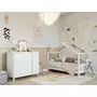 Patut tip casuta din lemn junior, 160x80 cm, Din lemn certificat FSC, Transformabil in casuta de joaca, Cu bariera de protectie, In stil scandinav, Alb, YappyKids, YappyHytte Bed - 7