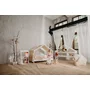 Patut tip casuta din lemn junior, 160x80 cm, Din lemn certificat FSC, Transformabil in casuta de joaca, Cu bariera de protectie, In stil scandinav, Alb, YappyKids, YappyHytte Bed - 8