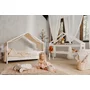 Patut tip casuta din lemn junior, 160x80 cm, Din lemn certificat FSC, Transformabil in casuta de joaca, Cu bariera de protectie, In stil scandinav, Alb, YappyKids, YappyHytte Bed - 9
