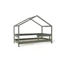 Patut tip casuta din lemn junior, 160x80 cm, Din lemn certificat FSC, Transformabil in casuta de joaca, Cu bariera de protectie, In stil scandinav, Verde, YappyKids, YappyHytte Bed - 10