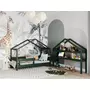 Patut tip casuta din lemn junior, 160x80 cm, Din lemn certificat FSC, Transformabil in casuta de joaca, Cu bariera de protectie, In stil scandinav, Verde, YappyKids, YappyHytte Bed - 5