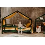 Patut tip casuta din lemn junior, 160x80 cm, Din lemn certificat FSC, Transformabil in casuta de joaca, Cu bariera de protectie, In stil scandinav, Verde, YappyKids, YappyHytte Bed - 9