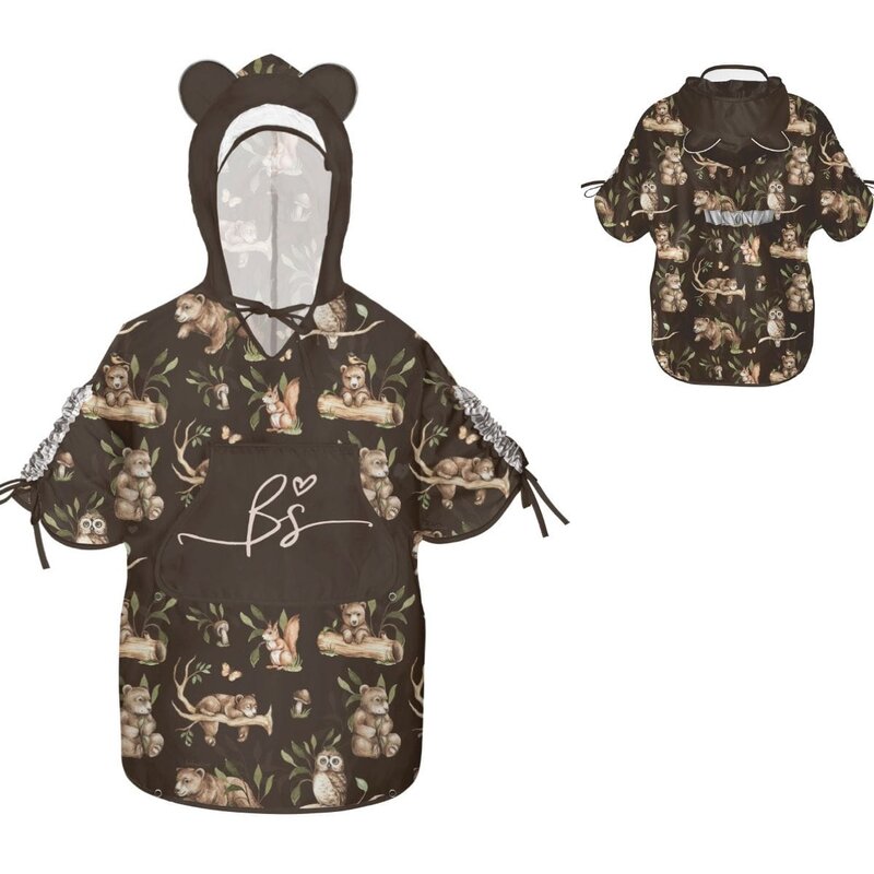 Pelerina de Ploaie pentru Copii, Poncho pentru ploaie 1,5-8 ani , Happy Bear dark